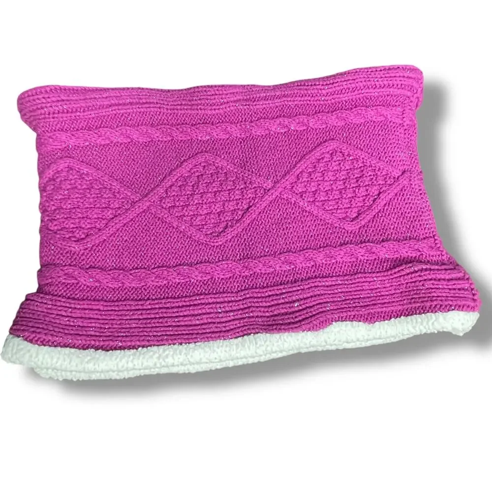 Hanna Andersson Kids Sherpa Neck Gaiter Tube Scarf Hand Muff Ski Pink Coquette